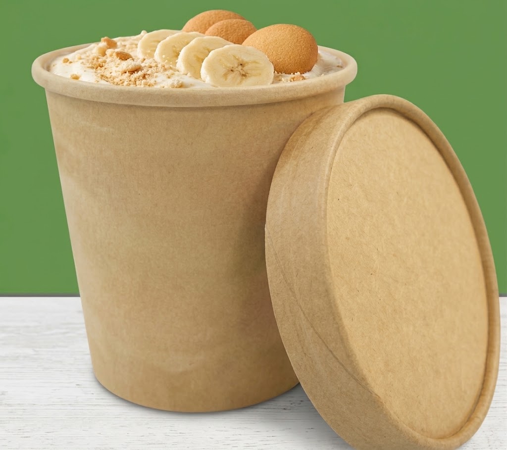 Supplied Sweet Memory dessert cup photograph with fruit and biscuit toppings